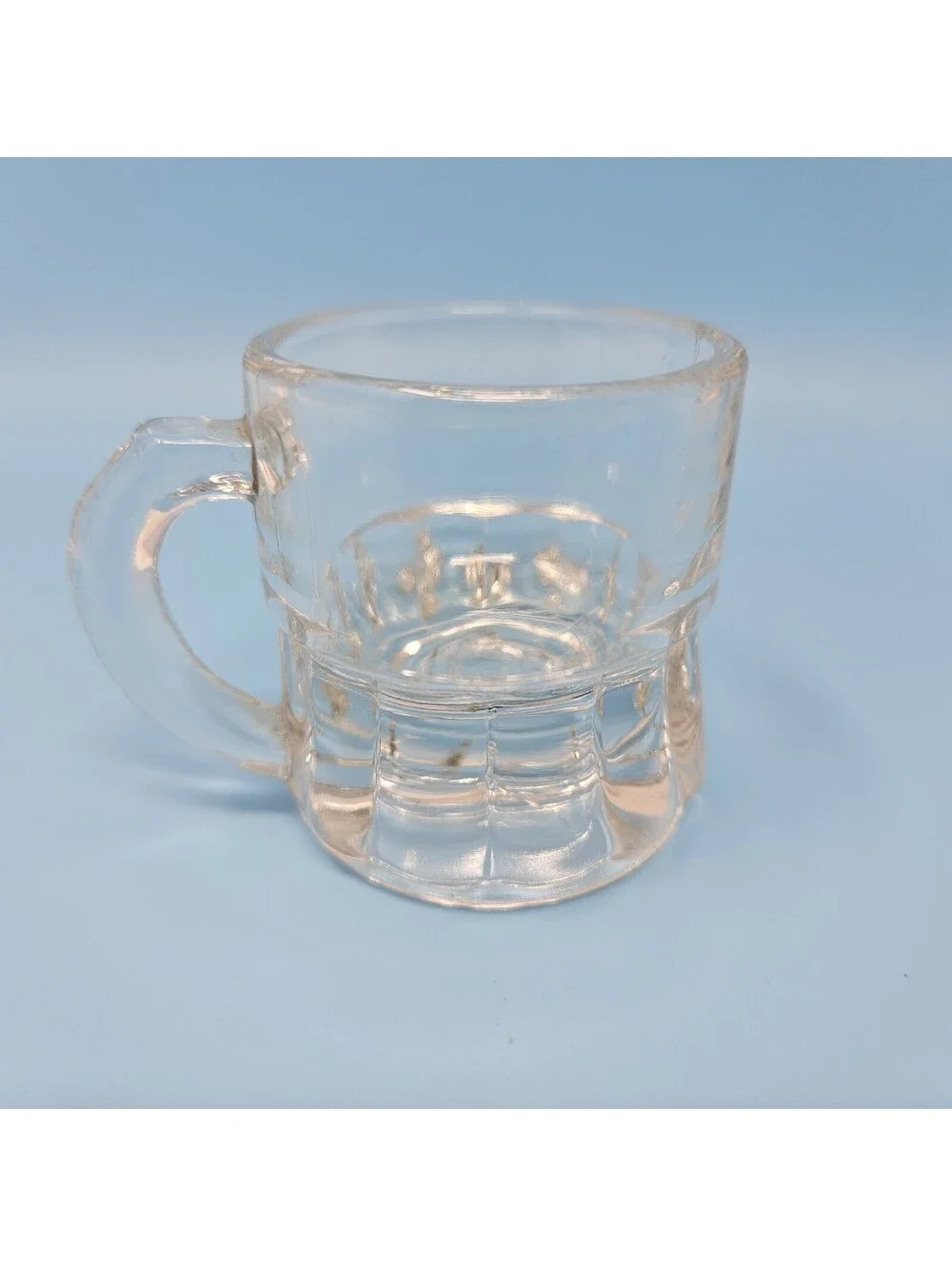 Set Of 2 Vintage Mini Beer Mug Shape Shot Glasses, Federal Clear Glass